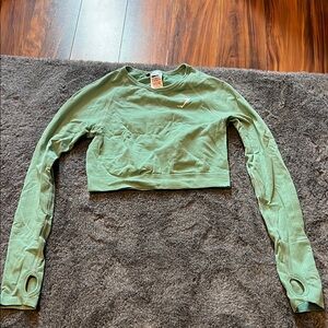 Gymshark Fitted Green Crop Top with Long Sleeves